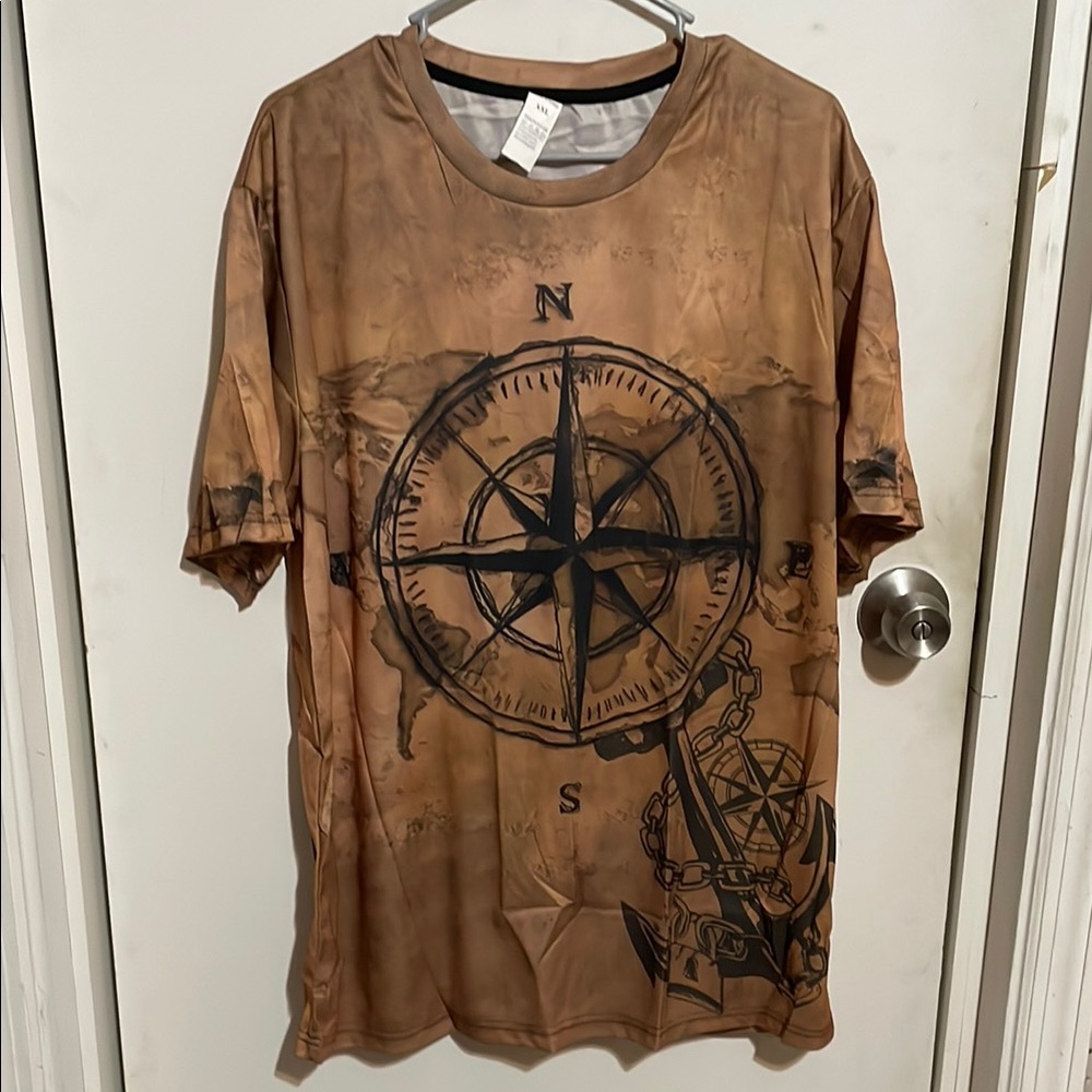 Brown Compass Graphic Men's Shirt